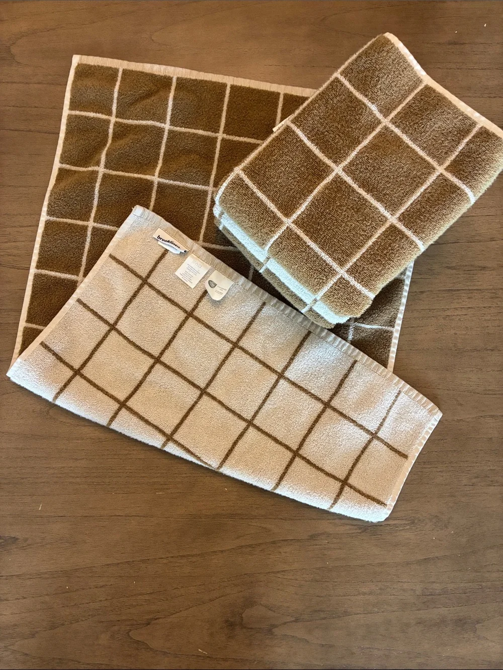 4 Brooklinen Reversible Grid Pattern Hand Towels